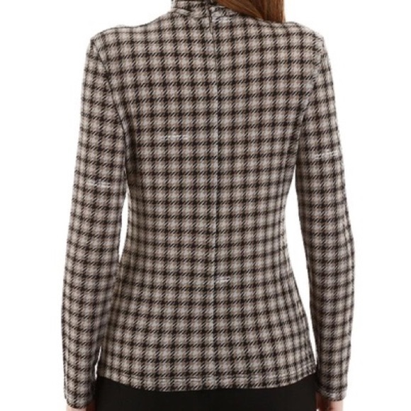 ROKH HOUNDSTOOTH TURTLENECK IN MULTI 2 4 stretch long sleeve zip back plaid - Picture 2 of 15